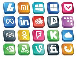 20 Social Media Icon Pack Including foursquare travel linkedin tripadvisor brightkite vector