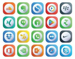 20 Social Media Icon Pack Including teamviewer swarm xing dropbox apps vector