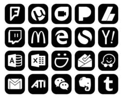 20 Social Media Icon Pack Including gmail inbox edge smugmug microsoft access vector