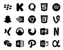 20 Social Media Icon Pack Including wechat powerpoint chrome browser grooveshark vector