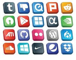 20 Social Media Icon Pack Including soundcloud cms microsoft wordpress github vector