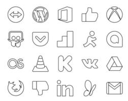 20 Social Media Icon Pack Including google drive kickstarter google analytics player vlc vector