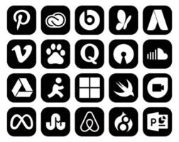 20 Social Media Icon Pack Including aim music video sound open source vector