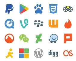 20 Social Media Icon Pack Including plurk deviantart vine messenger grooveshark vector