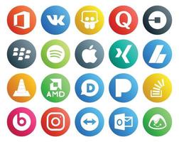 20 Social Media Icon Pack Including amd media blackberry vlc adsense vector