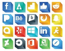 20 Social Media Icon Pack Including uber aim firefox linkedin yelp vector