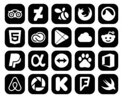 20 Social Media Icon Pack Including teamviewer paypal creative cloud reddit apps vector