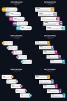 plantilla de diapositiva de presentación del paquete de infografías vectoriales 6 diagramas de ciclo de 5 pasos y líneas de tiempo vector