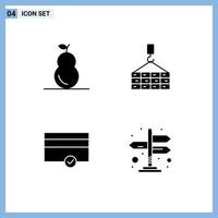 4 User Interface Solid Glyph Pack of modern Signs and Symbols of food payment building crane navigation Editable Vector Design Elements