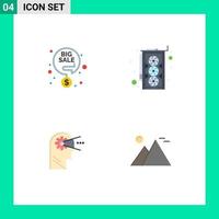 Editable Vector Line Pack of 4 Simple Flat Icons of big sale mind percentage hardware egypt Editable Vector Design Elements