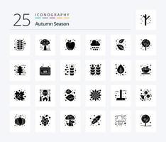 Autumn 25 Solid Glyph icon pack including ash. rain. poison. cloud. food vector