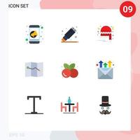 Set of 9 Modern UI Icons Symbols Signs for summer fruit christmas hat food point Editable Vector Design Elements