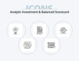 inversión analítica y diseño de iconos del paquete de iconos de línea de cuadro de mando integral 5. escala. implementación. grado. aumento. crecimiento vector