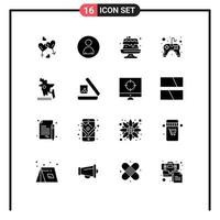 Universal Icon Symbols Group of 16 Modern Solid Glyphs of bangladesh country video game user game control Editable Vector Design Elements