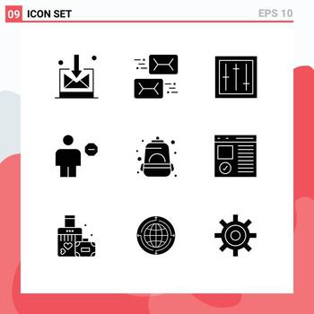 User Interface Pack of 9 Basic Solid Glyphs of sign body devices block products Editable Vector Design Elements