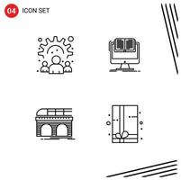 Set of 4 Commercial Filledline Flat Colors pack for business metro work computer railway Editable Vector Design Elements