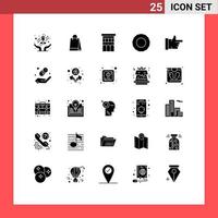Interfaz de usuario de 25 paquetes de glifos sólidos de signos y símbolos modernos de los pulgares de los niños hacia arriba como elementos de diseño de vectores editables de acción