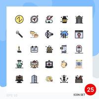 Set of 25 Modern UI Icons Symbols Signs for office building goggles whey protein Editable Vector Design Elements