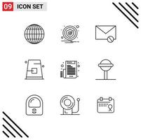 Universal Icon Symbols Group of 9 Modern Outlines of electronic fall mail cap autumn Editable Vector Design Elements