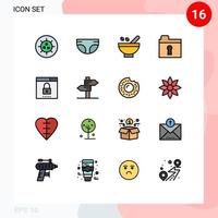 Universal Icon Symbols Group of 16 Modern Flat Color Filled Lines of media private herbs keyhole plants Editable Creative Vector Design Elements