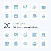 20 Web Development And Web Studio Blue Color icon Pack like page ux page ui mobile vector