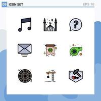 Set of 9 Modern UI Icons Symbols Signs for greeting card card chat message letter Editable Vector Design Elements