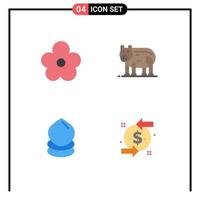 Pack of 4 Modern Flat Icons Signs and Symbols for Web Print Media such as flower eco present polar environment Editable Vector Design Elements