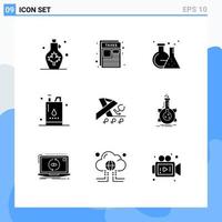 User Interface Pack of 9 Basic Solid Glyphs of power gallon taxes energy test Editable Vector Design Elements