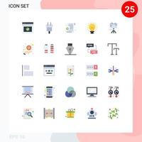 Pack of 25 creative Flat Colors of hobbies video power light creative Editable Vector Design Elements