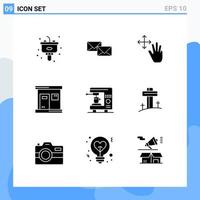 Mobile Interface Solid Glyph Set of 9 Pictograms of wellness sauna correspondence hot gestures Editable Vector Design Elements