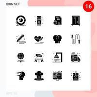 User Interface Pack of 16 Basic Solid Glyphs of arts window system interior security Editable Vector Design Elements