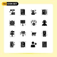 Set of 16 Modern UI Icons Symbols Signs for article notepad listing stone spa Editable Vector Design Elements