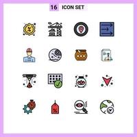 conjunto de 16 iconos de interfaz de usuario modernos signos de símbolos para ubicación de construcción de trabajadores flecha de viento elementos de diseño de vectores creativos editables