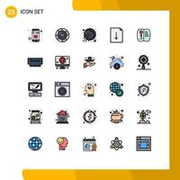 25 Universal Filled line Flat Color Signs Symbols of nature open satellite book download Editable Vector Design Elements