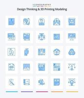 Creative Design Thinking And D Printing Modeling 25 Blue icon pack  Such As poster. education. user. envelope. mail vector