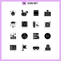Modern Set of 16 Solid Glyphs and symbols such as wifi connect layout antenna nature Editable Vector Design Elements