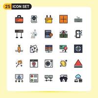 Universal Icon Symbols Group of 25 Modern Filled line Flat Colors of hardware key box plus new Editable Vector Design Elements