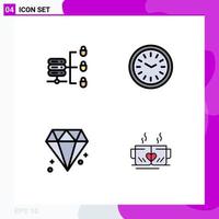 Universal Icon Symbols Group of 4 Modern Filledline Flat Colors of secure server canada clock time tea Editable Vector Design Elements