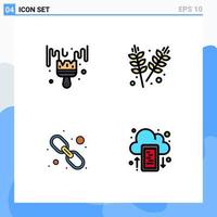 Stock Vector Icon Pack of 4 Line Signs and Symbols for brush link hobby garden web link Editable Vector Design Elements