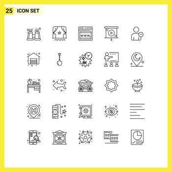 Group of 25 Modern Lines Set for shop time web user presentation Editable Vector Design Elements