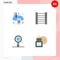 Set of 4 Commercial Flat Icons pack for business research c digital ladder body lotion Editable Vector Design Elements