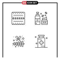 Pack of 4 Modern Filledline Flat Colors Signs and Symbols for Web Print Media such as wheel party foam instrument drug Editable Vector Design Elements