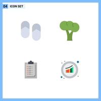 conjunto de 4 paquetes de iconos planos comerciales para zapatillas de tarjeta de informe de playa presentación orgánica elementos de diseño vectorial editables vector