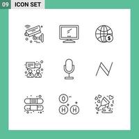 Modern Set of 9 Outlines and symbols such as finance business imac business dollar Editable Vector Design Elements