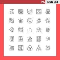 Stock Vector Icon Pack of 25 Line Signs and Symbols for business media shopping image goal Editable Vector Design Elements