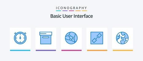 Basic Blue 5 Icon Pack Including . connect. world. Creative Icons Design vector
