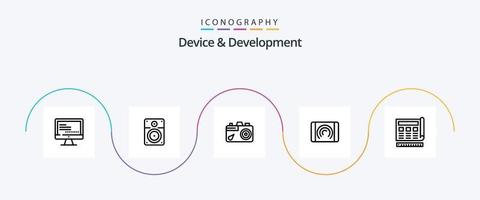 Device And Development Line 5 Icon Pack Including blue. interface. camera. touch. interaction vector