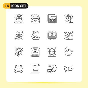 paquete de 16 esquemas creativos de tutoriales de reloj de manzanilla aprendizaje de alarma elementos de diseño vectorial editables vector