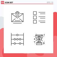 4 Universal Filledline Flat Colors Set for Web and Mobile Applications delete abacus trash list science Editable Vector Design Elements