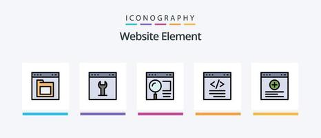 la línea de elementos del sitio web llenó el paquete de 5 íconos que incluye la interfaz. navegador. búsqueda. personas. interfaz. diseño de iconos creativos vector